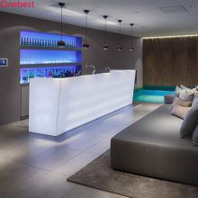 Faux Translucent Stone White LED Bar Counter with Simple Design for Rental