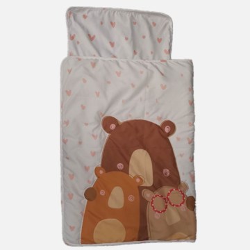 Hot sell Three little bear toddler rolled sleeping nap mat with pillow kid nap mat