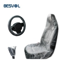 Disposable PE Transparent Waterproof Car Seat Cover Kit with Steering Wheel and Gear Lever Covers