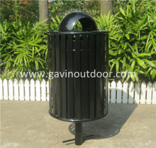 Embedded steel street garbage bin metal street litter bin