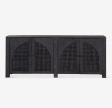 Modern Traditional Solid Ash Wood Sideboard with Natural Rattan for Living Room Dining
