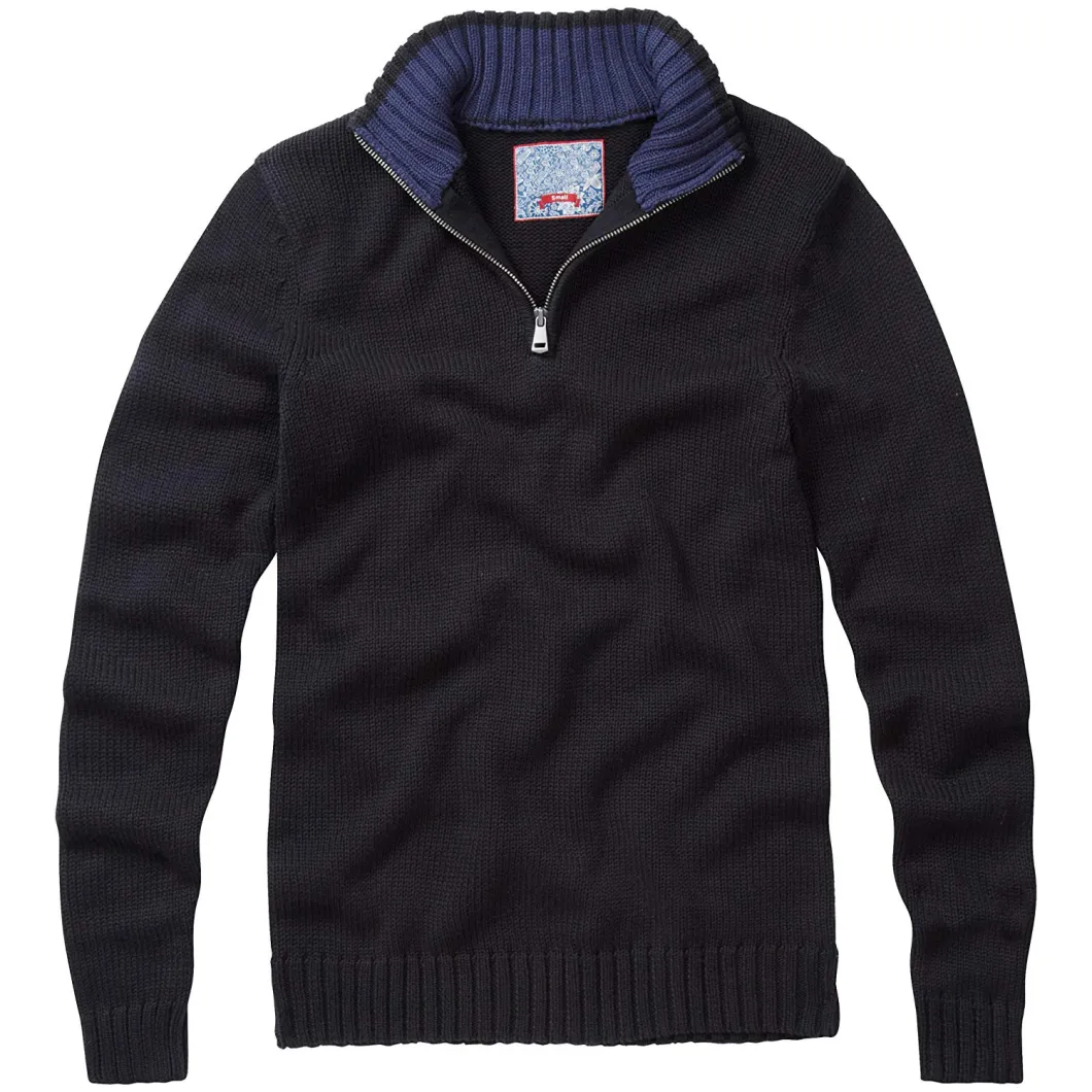 Latest Design Custom Mens Winter Knitted/Plain/Black/Navy Half Zip up Jumpers