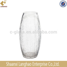 Clear Oval Cracked Glass Vase