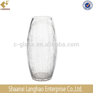 Clear Oval Cracked Glass Vase