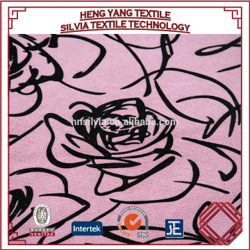 100% Polyester Rose Pattern flocking Fabric for Fabric Textiles, Upholstery Fabric