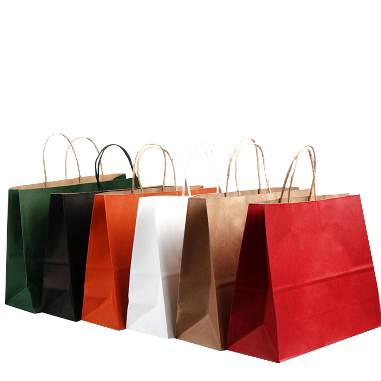 manufacture custom Best Price eco brown kraft- paper bag custom logo rooe handle bags private label for consmetics