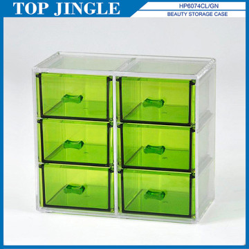 Superior quality Green translucent Six Drawers Storage Case