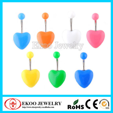 UV Pure Color Heart Belly Ring Belly Button Ring