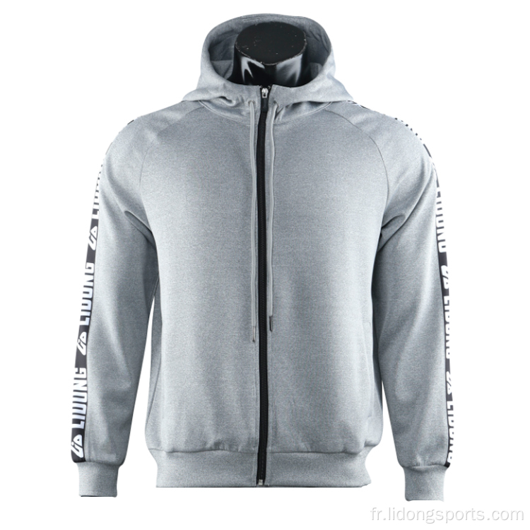 Sweat à capuche gris moqut low moq avec fermeture éclair