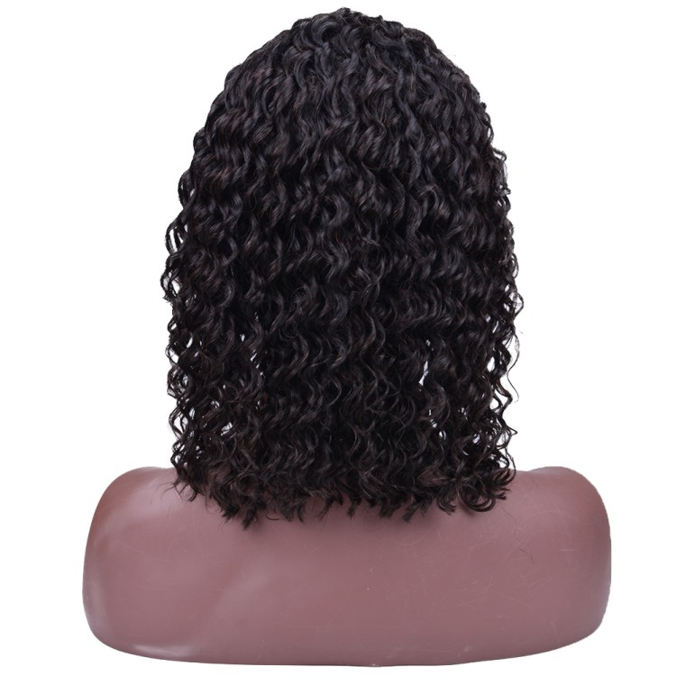 Wholesale Raw Indian Human Hair Virgin Deep Curly Wave Side Part Short Lace Front Closure Bob Wig For Black Women