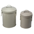 3L Matel pintura branco Waste BinSet de 2pcs