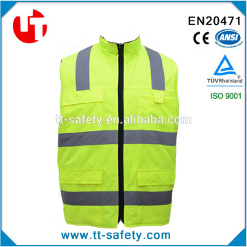 fluorescent yellow waterproof high visibility winter safety warm jacket