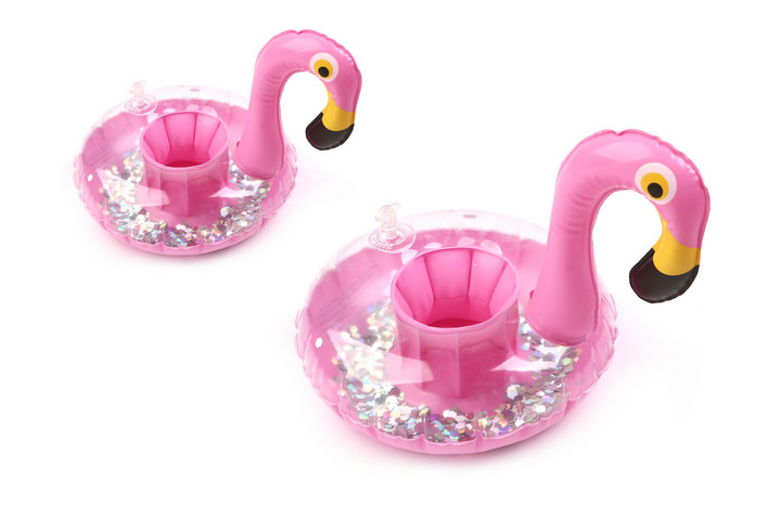 Bebida inflable de verano Flotador Glitter Flamingo Shape