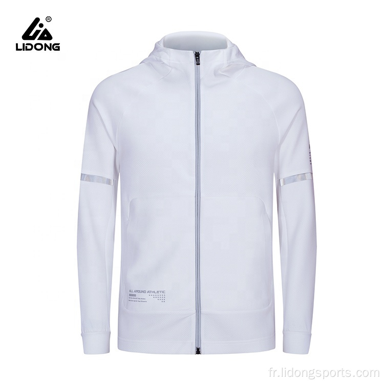 Sports Gym Fitness Running Zipper Veste à capuche réfléchie