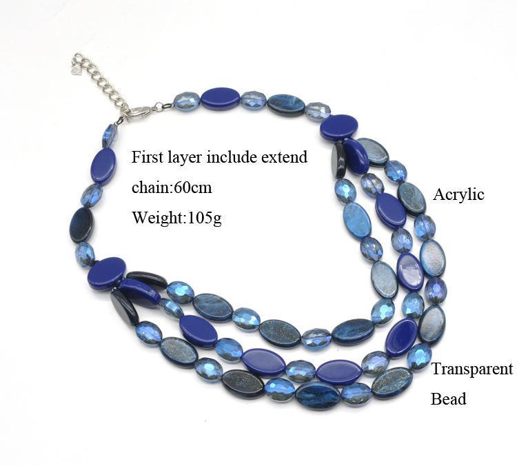 2021 Spring summer collection 3 layers acrylic flat beads link chain women necklace