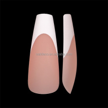 Super Strong Press-on Nails: Long Coffin Shape French Tips - NADECO