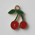Cheap Sweet Cherry Metallic Accessory Kawaii Red Fruit With 2mm Hole Girls Earring Pendant Bracelet Jewelry Ornament Store