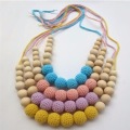 Organik Crochet Tumbuh gigi Wood Nursing kalung