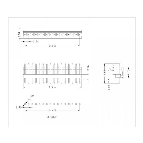 2.54mm pitch 180 derajat konektor wafer baris tunggal