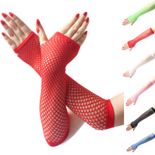 Neon Colorful Mesh Fishnet Fingerless Gloves for Women