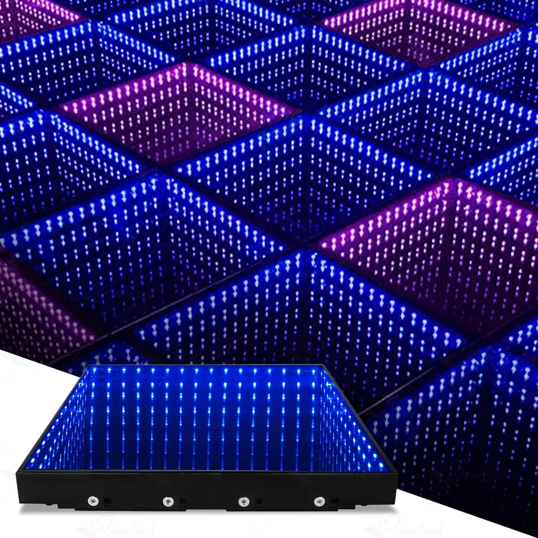 RGB Infinity Mirror Dance Floor Lights with 3D Effect Glass