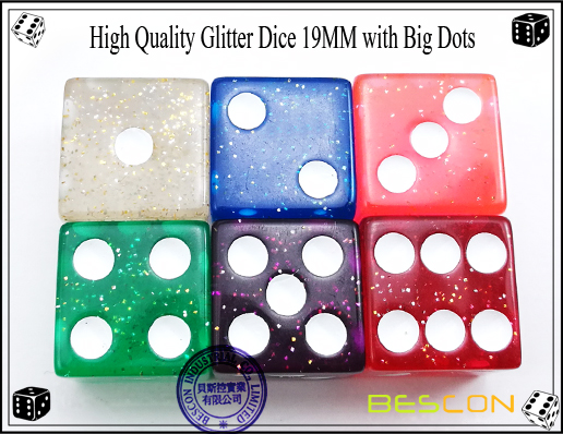 High Quality Glitter Dice 19MM with Big Dots-3