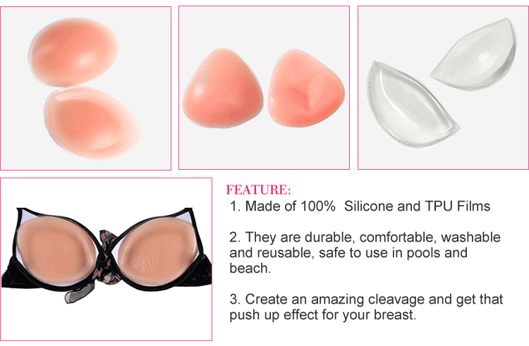 Breast Enhancer Push Up Triangle Shape Silicone Bra pads for Swimsuit