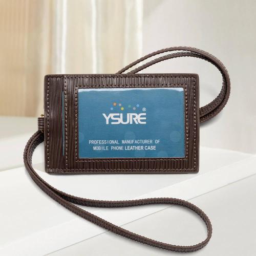 Brown with Neck Straps lanyard ID card holder