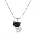 Black Onyx Luck Fox Necklace for Women Men Healing Energy Crystal Amulet Animal Pendant Gemstone Jewelry Gifts