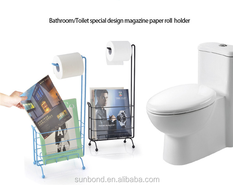 Schwarzes Toilettenpapier Stehpapierhalter mit Magazinregal