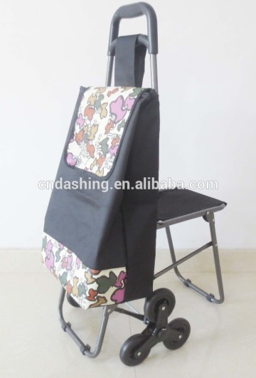 Foldable luggage cart hot sale grocery cart with chair