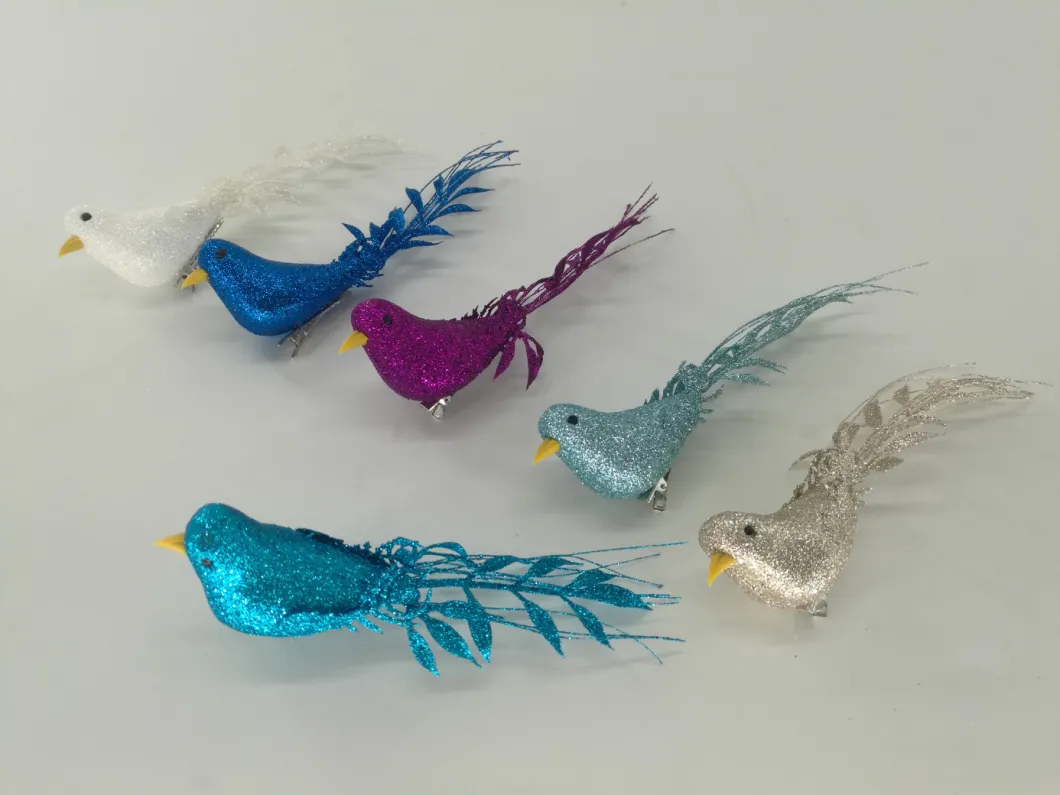 Newest Design Decorative Foam Bird with Clip for Christmas Tree Decorations