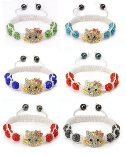 Söt Hello Kitty Charm Shamballa pärlor armband för barn
