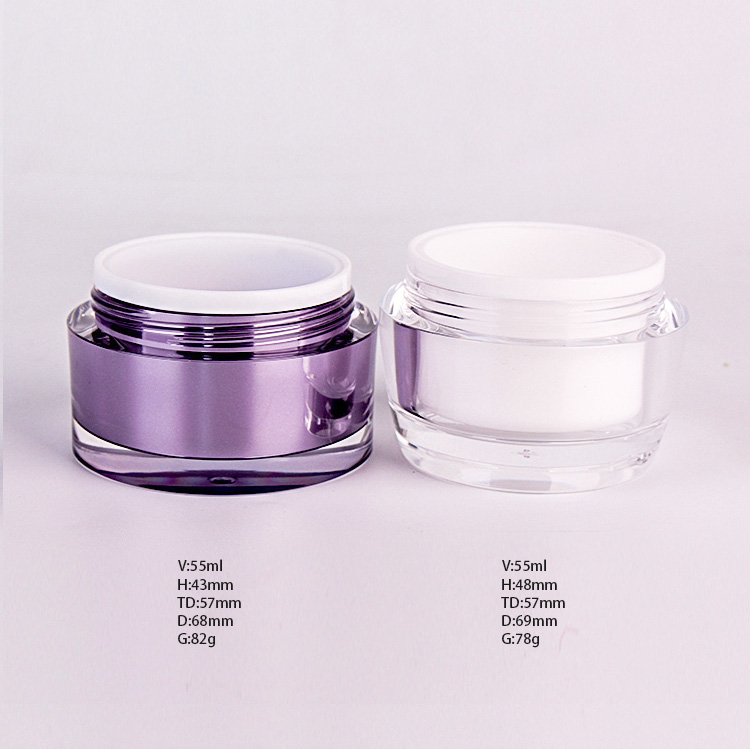 High quality 55ml double walled round cosmetic facial cream acrylic jar