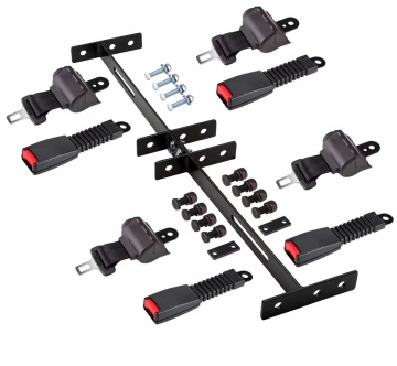 Golf Cart Seat Belt Kit with Two Point Seat Belt and Installation Bars