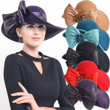 Unique Women's Wool Felt Hats with Rhinestones for Fall Winter Church & Formal Parties