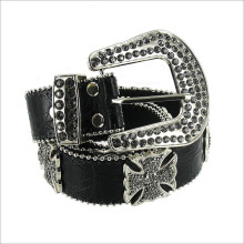 Wholesale Women's Cross & Rhinestone Accent Leather Belt