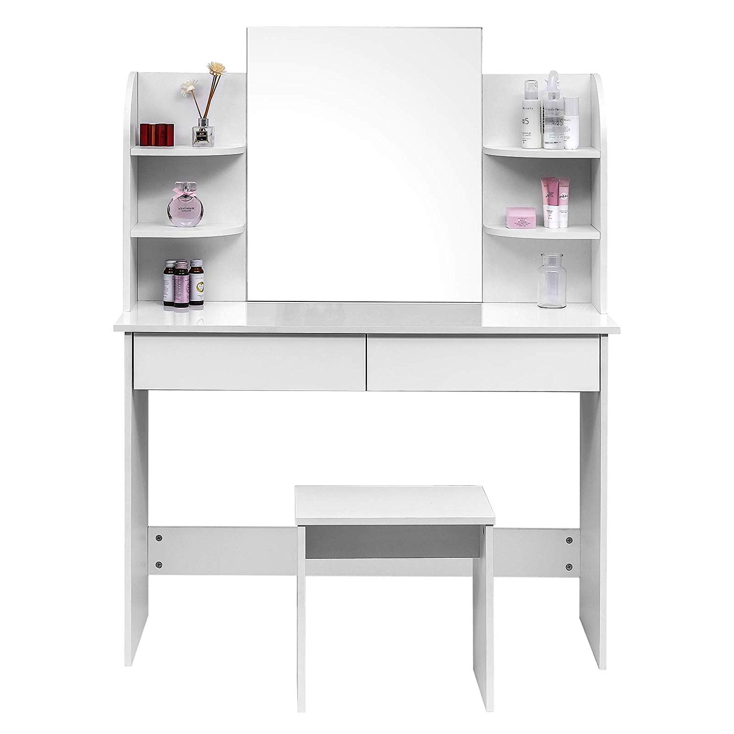 Desk Dressing Table with Mirror and Stool 