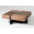 Nowoczesny Walnut i Black Square Coffee Table