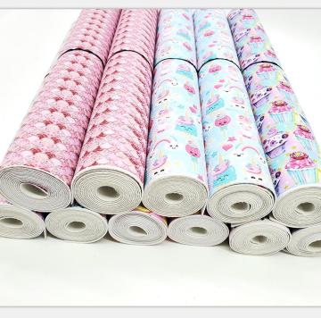 RMS Printed Leather Customized Vinyl Synthetic Faux Leather Sheets for DIY Craft