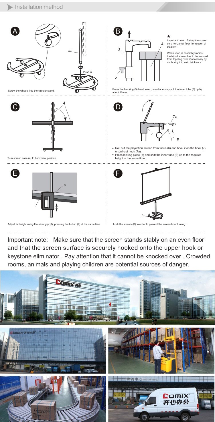 Portable Floor-up Projector Screen with Aluminum Case Projection Screen easy move