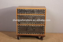 French country style furniture antique natural reclaimed teak wood iron sideboard cabinet