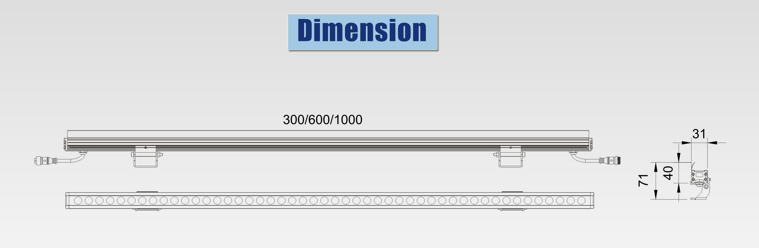 led linear light bar dimension