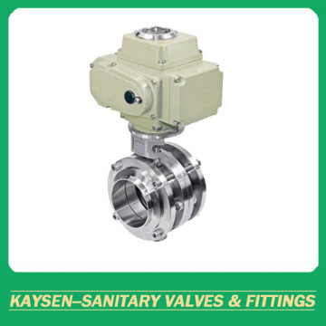 Sanitary Electric 3PCS Welded Butterfly Valve 3A/SMS/ISO/DS