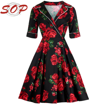 Women clothes summer v neck fancy printing party dresses for ladies