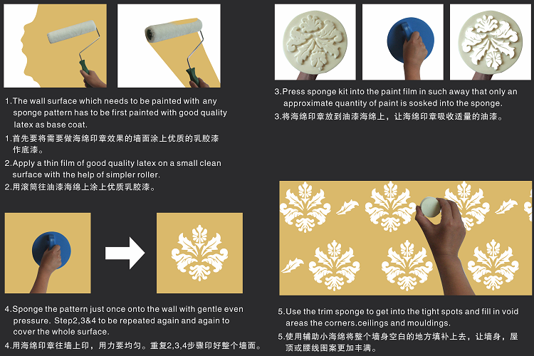 Lukisan Seni Untuk Alat Lukisan Hiasan Terlarang Kit Stamp Sponge