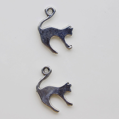 Antique Silver Color Alloy Cat Charms For Jewelry Making Crafting Fashion pendant