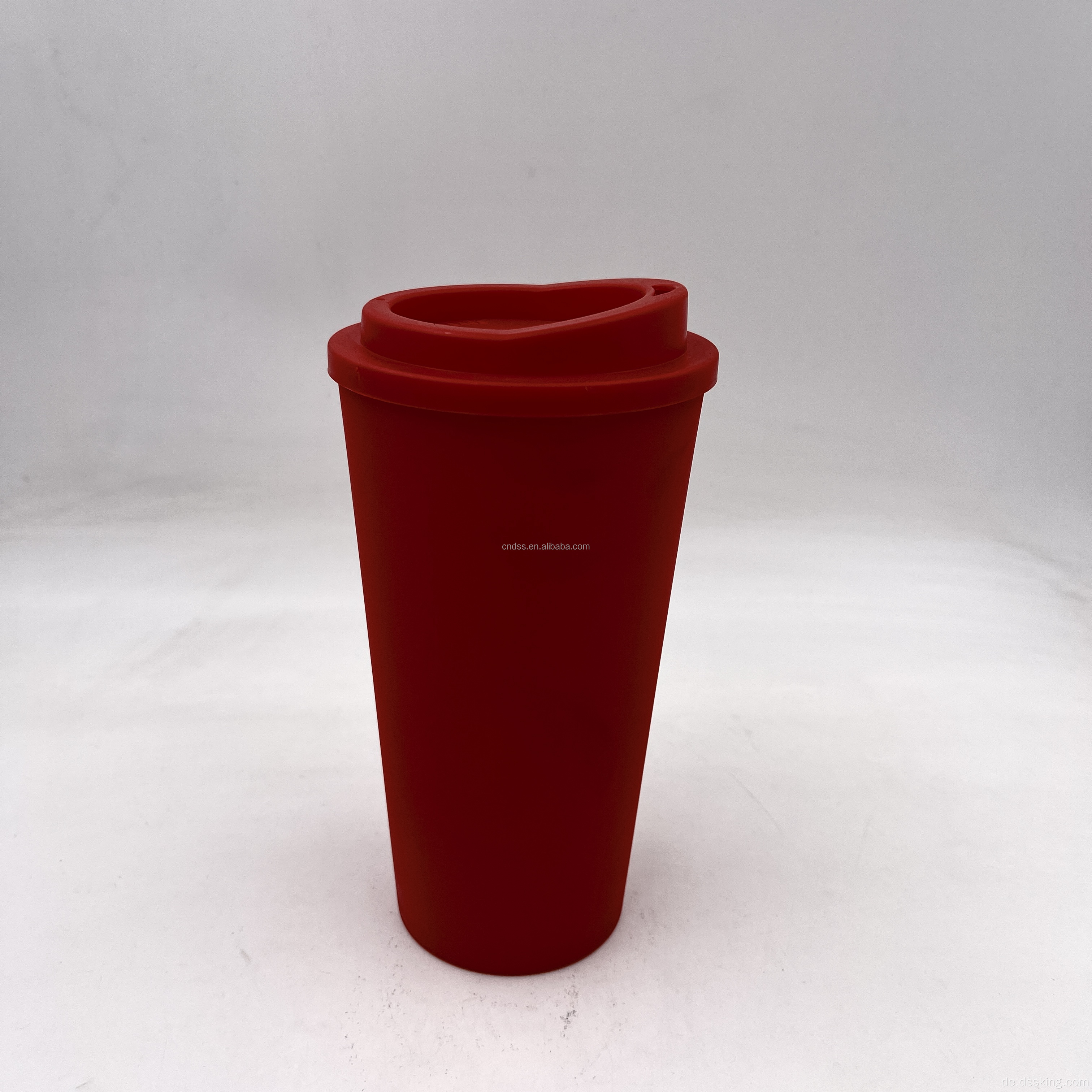 Doppelwand PP Reisebecher 16oz 500 ml Plastikbecher wiederverwendbarer Kaffeetasse mit Deckel