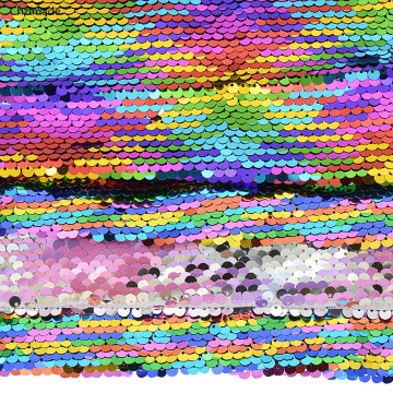 Lychee Life 29cmx21cm A4 Rainbow Reversible Sequin Fabric High Quality Shiny Fabric DIY Sewing Supplies