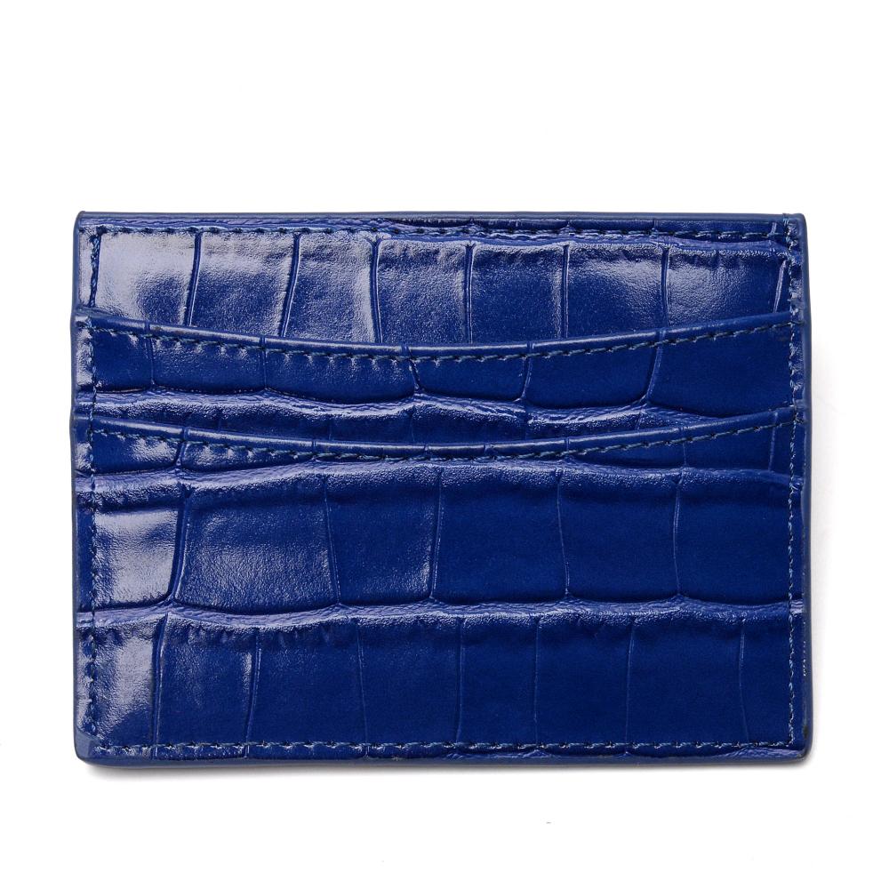 Blue Alligator Leather Slim Credit Ced Cid Holder